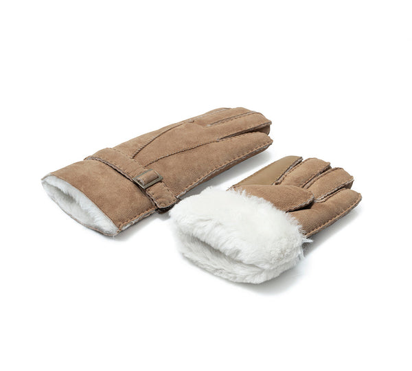 Fluffy Sheepskin Wool Adjustable Strap Buckle Gloves Shea