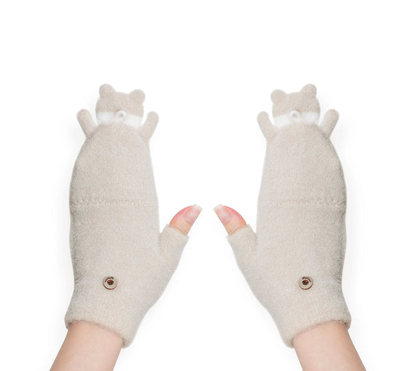 Fingerless Ultra Plush Knit Bearling Gloves