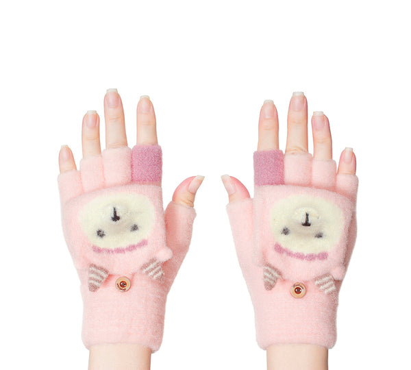 Fingerless Ultra Plush Knit Ewe Gloves