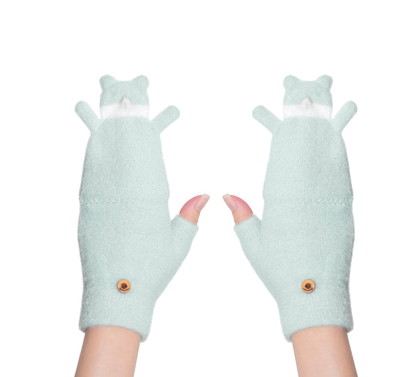 Fingerless Ultra Plush Knit Bearling Gloves