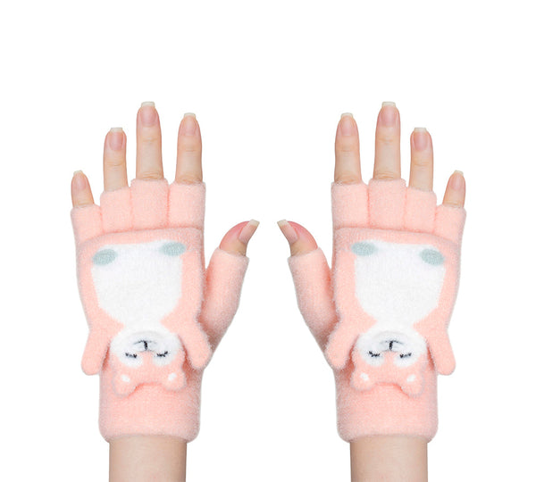 Fingerless Ultra Plush Knit Bearling Gloves