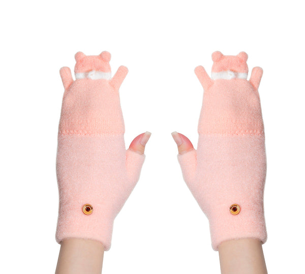 Fingerless Ultra Plush Knit Bearling Gloves