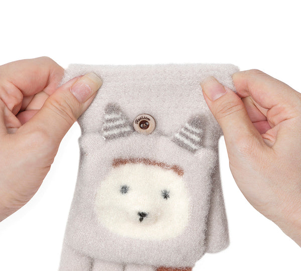 Fingerless Ultra Plush Knit Ewe Gloves