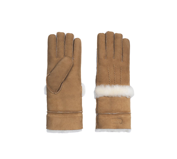 Fluffy Sheepskin Wool Shearling Lined Gloves Puni