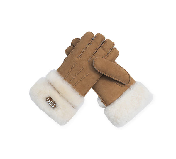 Fluffy Sheepskin Wool Shearling Lined Gloves Puni
