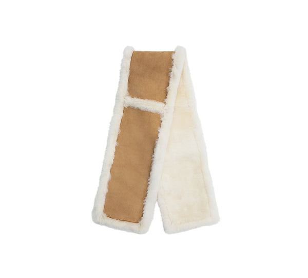 Fluffy Sheepskin Wool Shearling Lined Scarf Puni