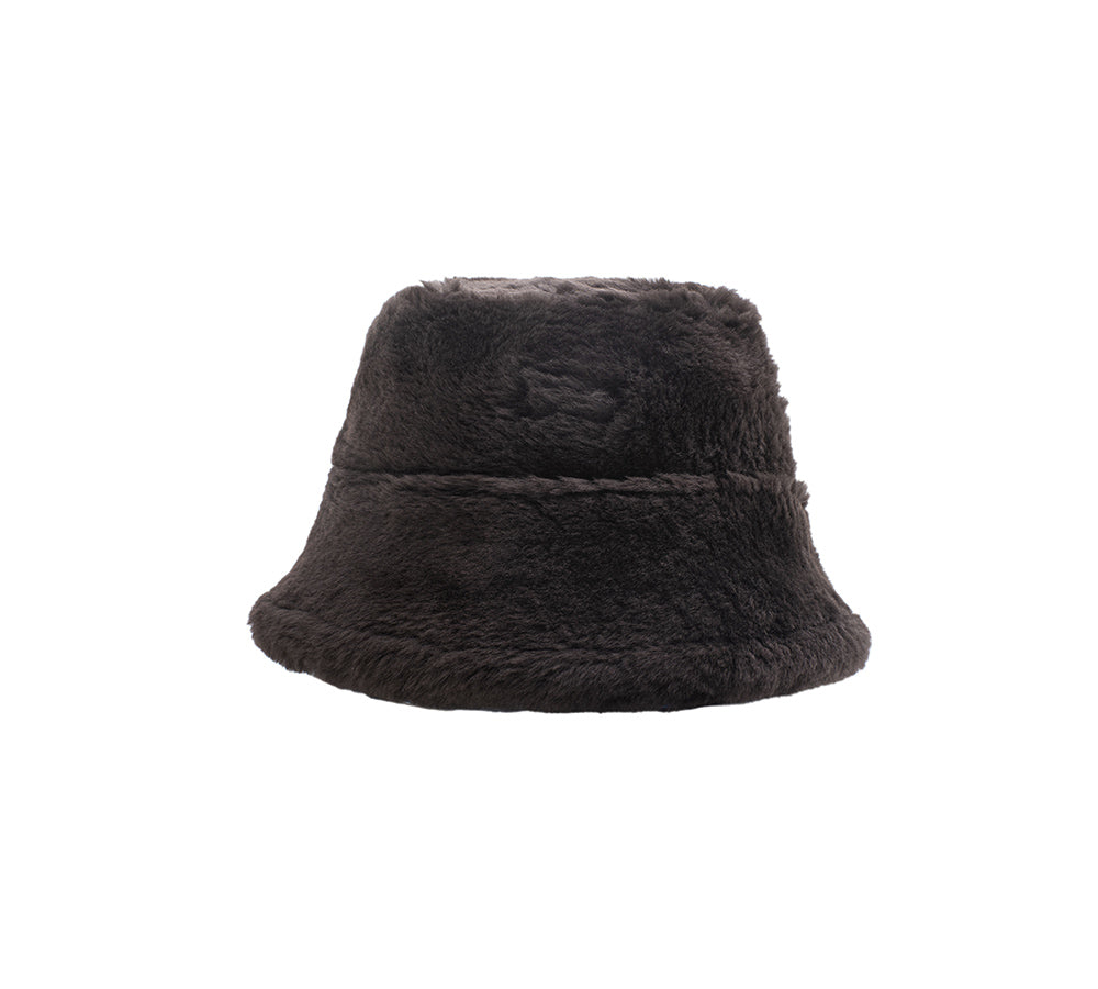 Fluffy Sheepskin Wool Bucket Stacea Hat