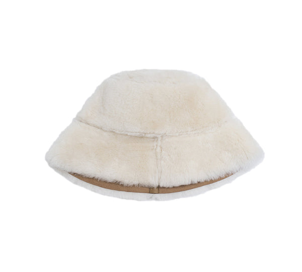 Fluffy Sheepskin Wool Bucket Patchwork Hat
