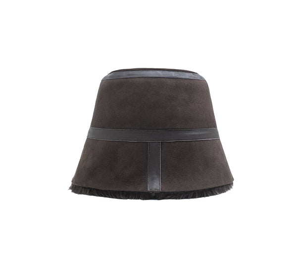 Fluffy Sheepskin Wool Bucket Patchwork Hat