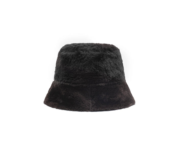 Fluffy Sheepskin Wool Bucket Patchwork Hat