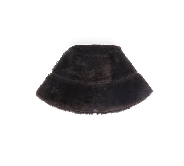 Fluffy Sheepskin Wool Bucket Patchwork Hat