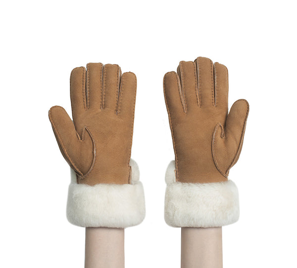Fluffy Sheepskin Wool Shearling Lined Gloves Puni