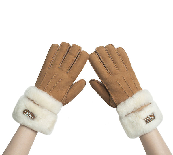 Fluffy Sheepskin Wool Shearling Lined Gloves Puni