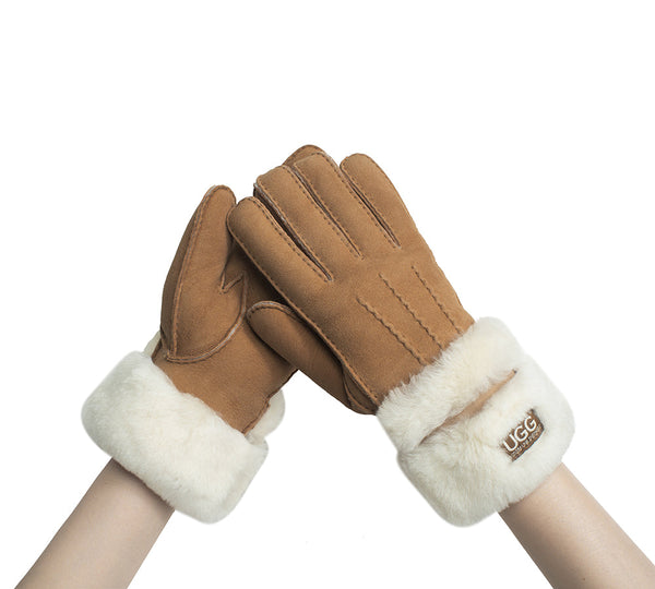 Fluffy Sheepskin Wool Shearling Lined Gloves Puni