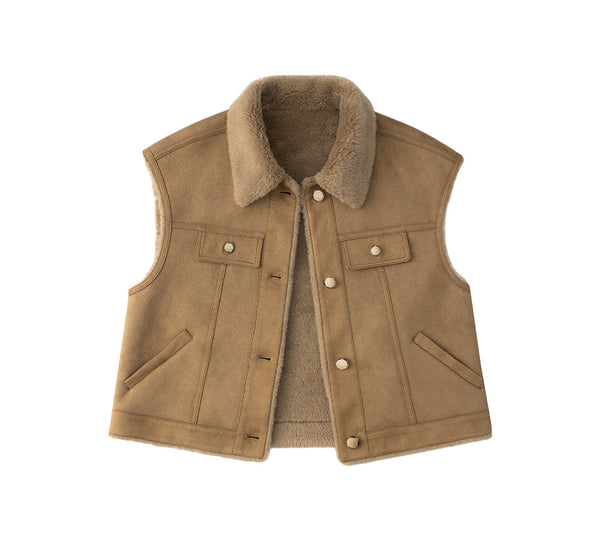 Fluffy Sheepskin Wool Sleeveless Vest Warda