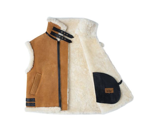 Fluffy Sheepskin Wool Zip Sleeveless Vest Dale
