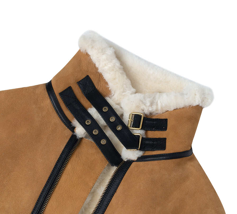 Fluffy Sheepskin Wool Zip Sleeveless Vest Dale