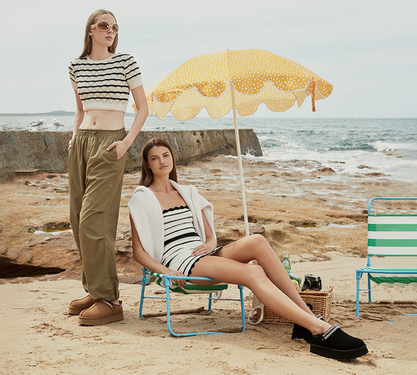 UGG Slippers Sheepskin Wool Slingback Kintted Platform Maeve