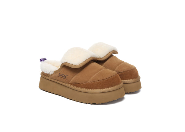 UGG Slippers Sheepskin Wool Platform Theia