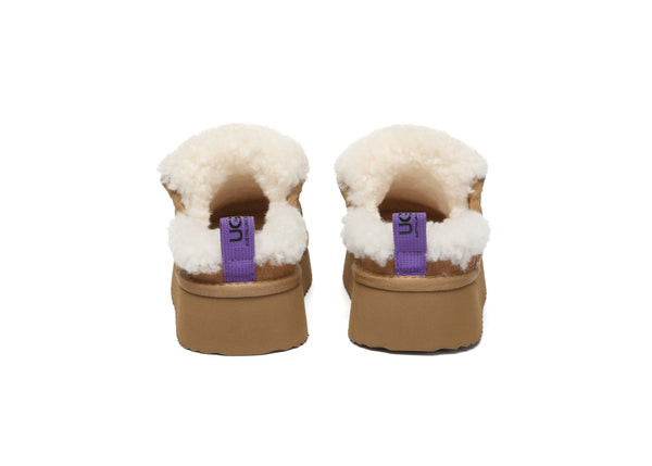UGG Slippers Sheepskin Wool Platform Theia