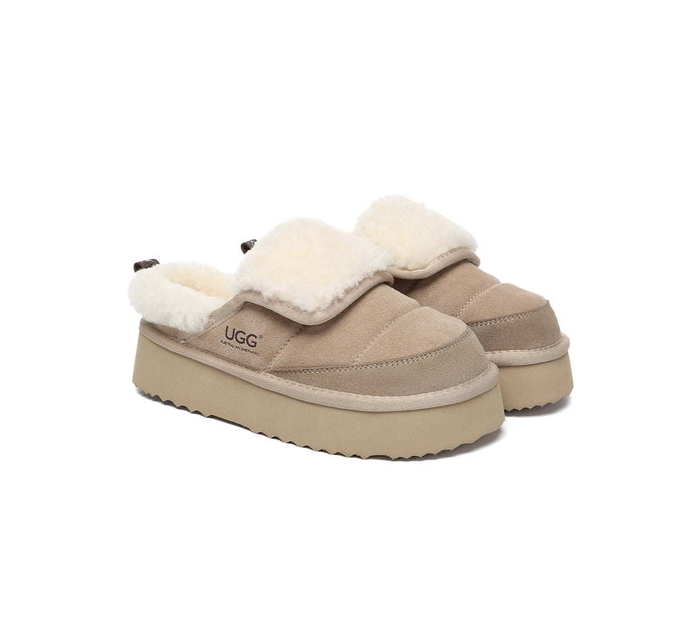 UGG Slippers Sheepskin Wool Platform Theia