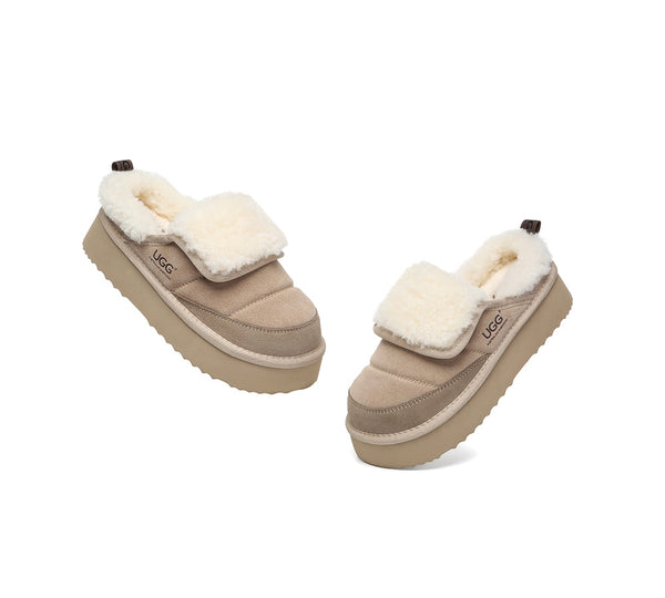 UGG Slippers Sheepskin Wool Platform Theia