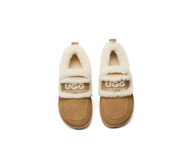 UGG Slippers Women Sheepskin Wool Ankle Rilee Loafers