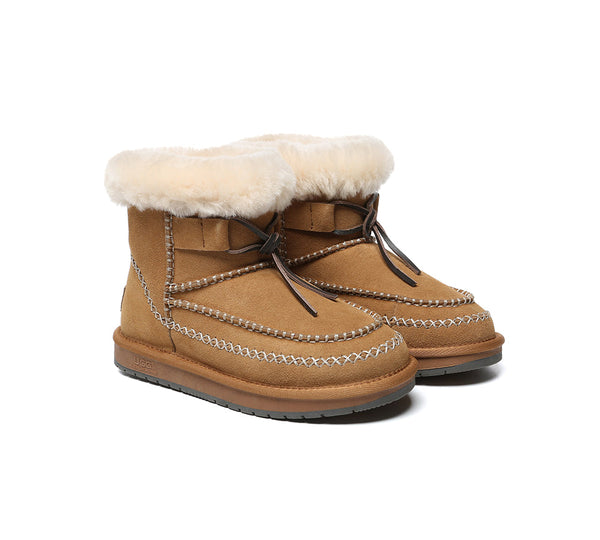 UGG Boots Women Sheepskin Wool Ankle Woven Mini Stormy