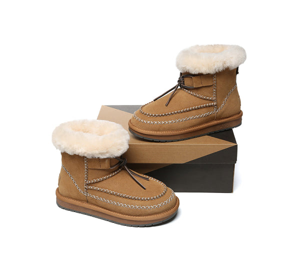 UGG Boots Women Sheepskin Wool Ankle Woven Mini Stormy