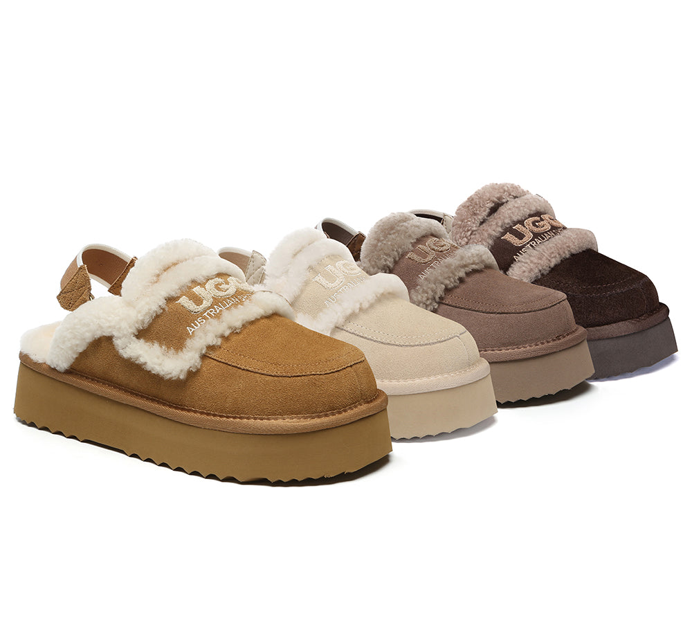 Women's Platform UGG Slingback Slippers, Sheepskin Rilee – Ever