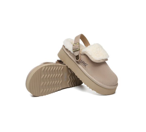 3-Way Style UGG Slippers Sheepskin Wool Slingback Platform Tenley