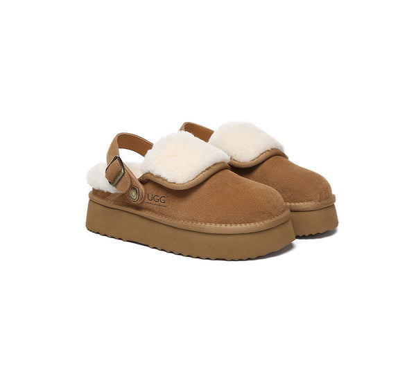 3-Way Style UGG Slippers Sheepskin Wool Slingback Platform Tenley