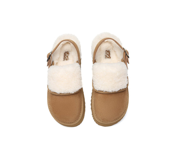 3-Way Style UGG Slippers Sheepskin Wool Slingback Platform Tenley