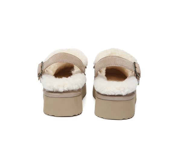 3-Way Style UGG Slippers Sheepskin Wool Slingback Platform Tenley