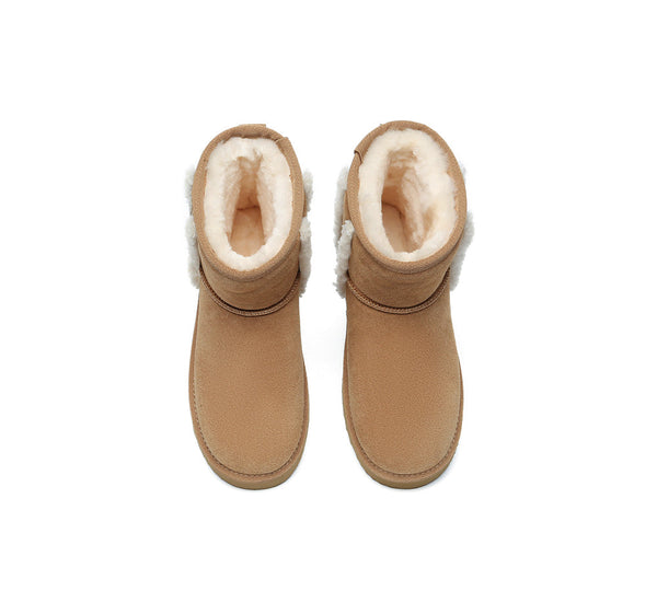 UGG Boots Sheepskin Wool Shearling Lined Ankle Mini Darby