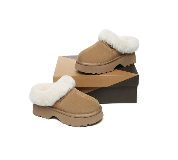 UGG Slippers Sheepskin Wool Ankle Chunky Platform Murray