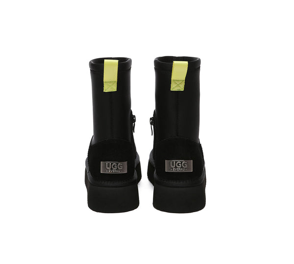 UGG EVERAU® UGG Boots Women Sheepskin Wool Zipper Decor Stretchy Mid Calf Platform Ethel - UGG EXPRESS