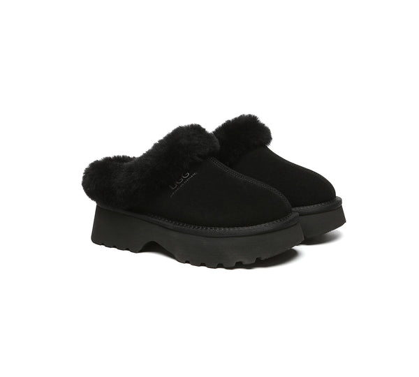 UGG Slippers Sheepskin Wool Ankle Chunky Platform Murray
