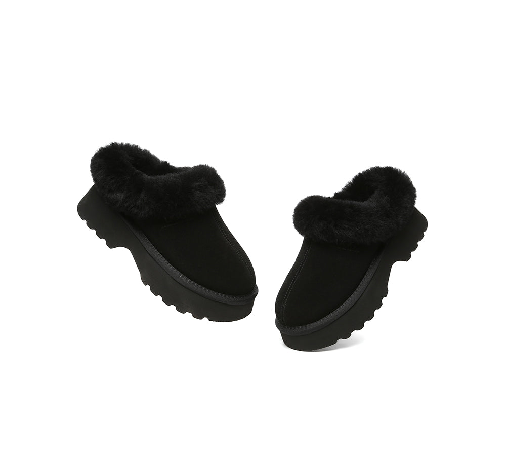 UGG Slippers Sheepskin Wool Ankle Chunky Platform Murray