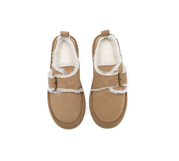 EVERAU® UGG Slippers Sheepskin Wool Adjustable Buckle Ankle Platform Tobias - UGG EXPRESS