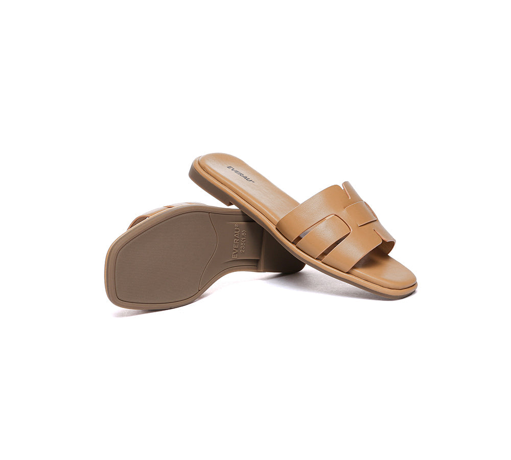 Women Leather Woven Flat Slides Bolita