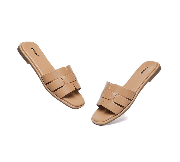 Women Leather Woven Flat Slides Bolita