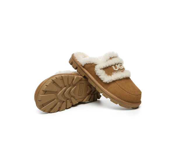 UGG Slippers Women Sheepskin Wool Shearling Lined Rilee