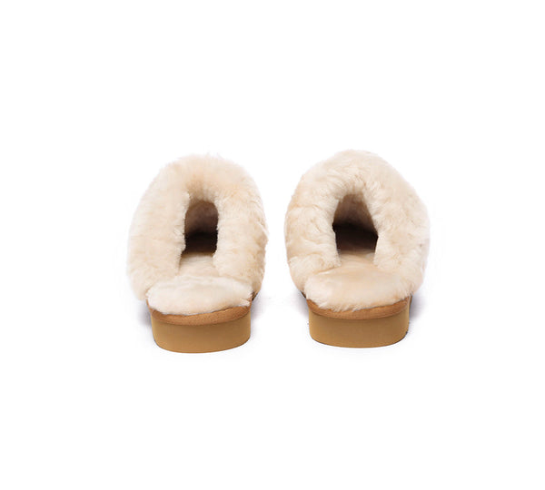 EVERAU® UGG Slippers Sheepskin Wool Suede Scuff Muffin - UGG EXPRESS