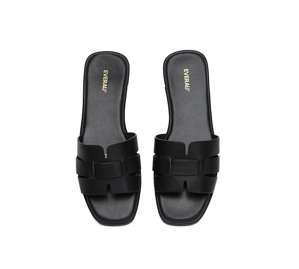 Women Leather Woven Flat Slides Bolita
