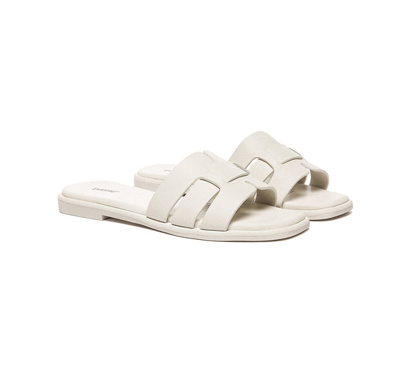 Women Leather Woven Flat Slides Bolita