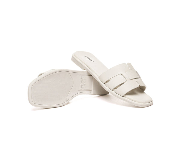 Women Leather Woven Flat Slides Bolita