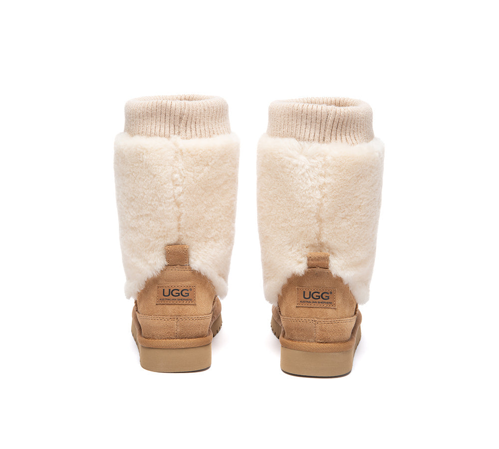 AUSTRALIAN SHEPHERD® UGG Boots Women Sheepskin Wool Collar Short Millen UGG AUSTRALIAN SHEPHERD