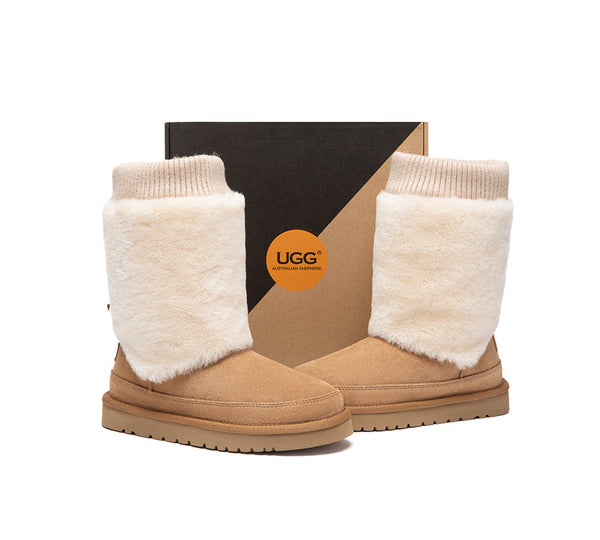 AUSTRALIAN SHEPHERD® UGG Boots Women Sheepskin Wool Collar Short Millen UGG AUSTRALIAN SHEPHERD