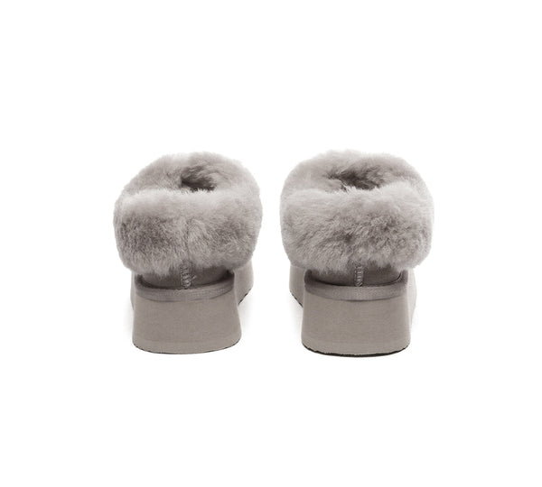 UGG EVERAU® UGG Slippers Women Sheepskin Wool Collar Ankle Platform Gabri - UGG EXPRESS